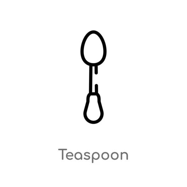 Outline Teaspoon Vector Icon Isolated Black Simple Line Element Illustration — Stock Vector