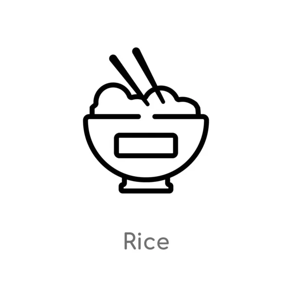 Reis Vektorsymbol Umreißen Isolierte Darstellung Schwarzer Einfacher Linienelemente Aus Dem — Stockvektor