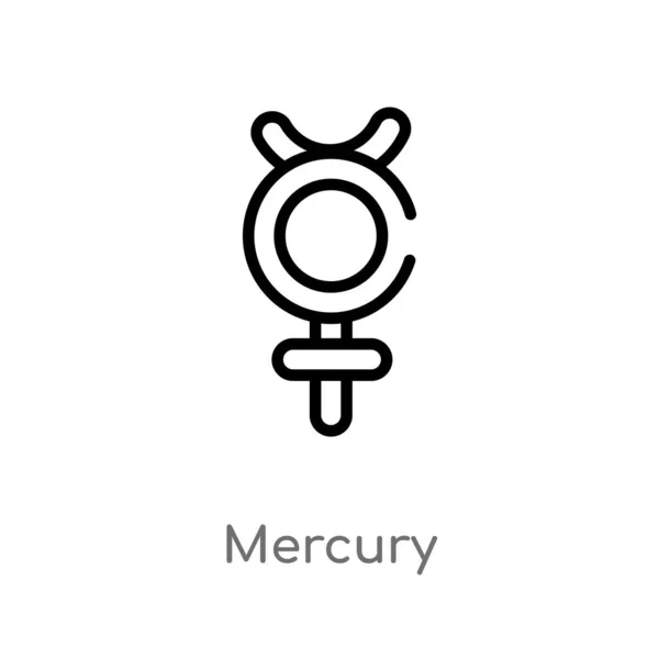 Overzicht Mercury Vector Icon Geïsoleerde Zwarte Eenvoudige Lijn Element Illustratie — Stockvector