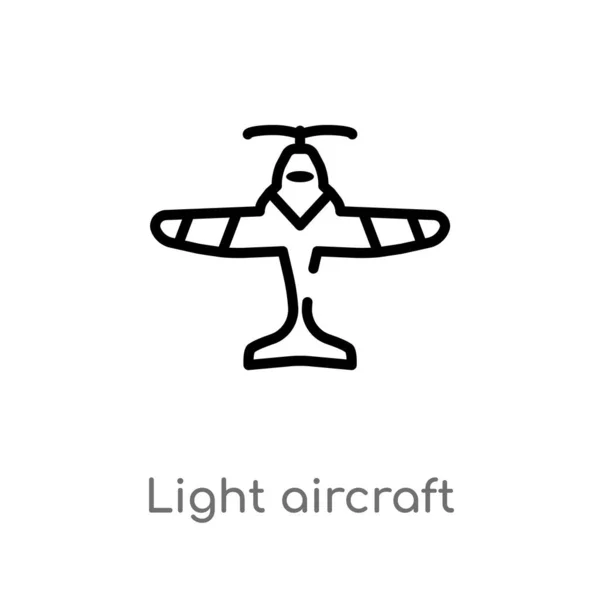 Contorno Icono Vector Aviones Ligeros Elemento Línea Simple Negro Aislado — Archivo Imágenes Vectoriales