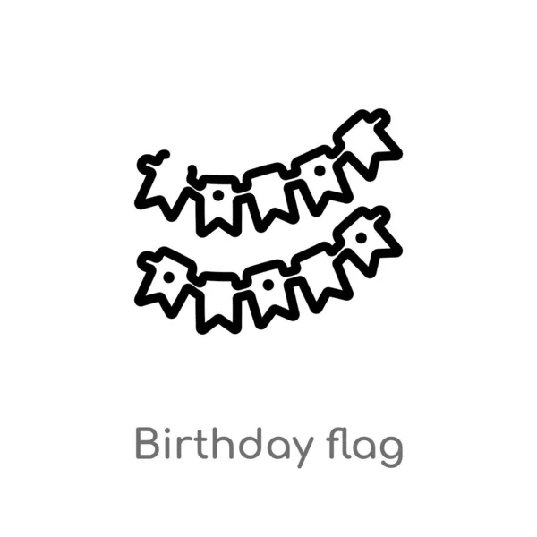 Contorno Icono Del Vector Bandera Cumpleaños Aislado Negro Simple Línea — Vector de stock