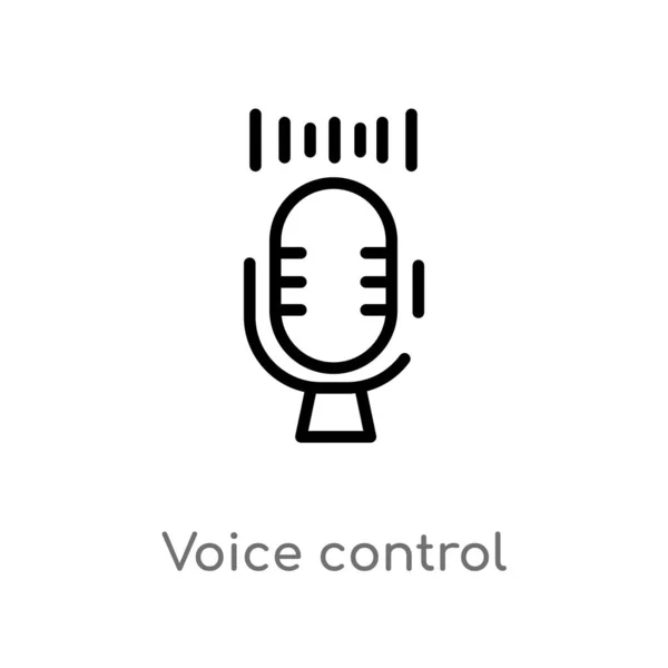 Contorno Icono Vector Control Voz Aislado Negro Simple Línea Elemento — Vector de stock