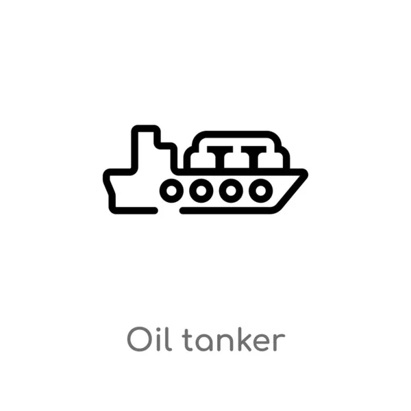 Overzicht Olietanker Vector Icoon Geïsoleerde Zwarte Eenvoudige Lijn Element Illustratie — Stockvector