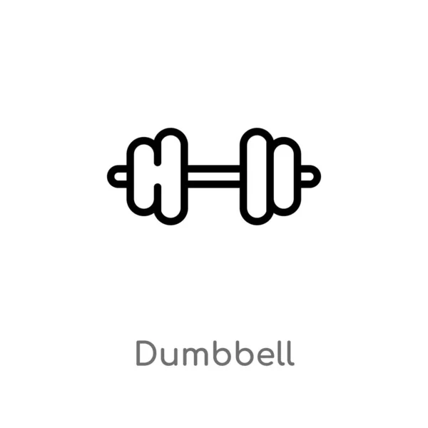 Outline Dumbbell Vector Icon Isolated Black Simple Line Element Illustration — Stock Vector