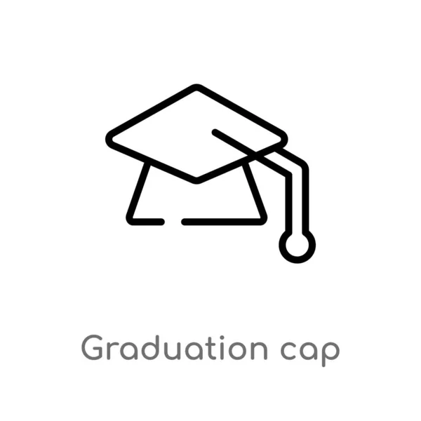 轮廓毕业帽矢量图标 孤立的黑色简单线条元素插图从毕业和教育概念 白色背景上的可编辑矢量笔画毕业帽图标 — 图库矢量图片