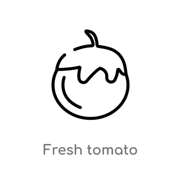 Delinear Ícone Vetor Tomate Fresco Isolado Preto Simples Linha Elemento — Vetor de Stock