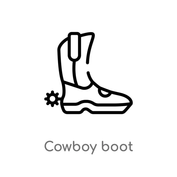 Outline Cowboy Boot Vector Icon Isolated Black Simple Line Element — Stock Vector