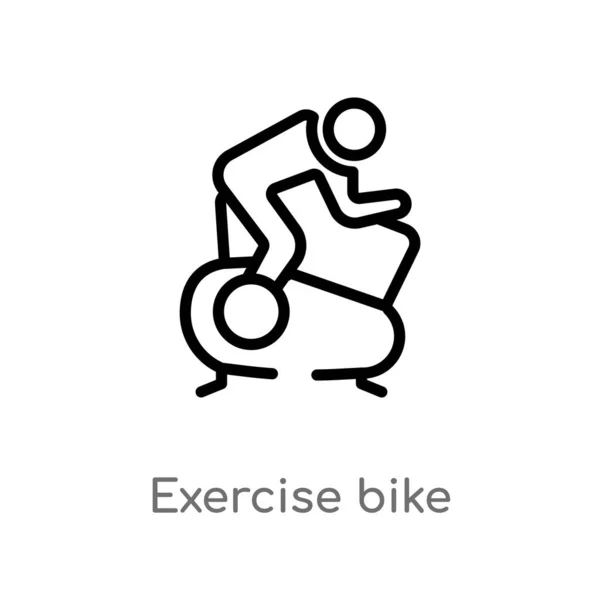 Outline Exercise Bike Vector Icon Isolated Black Simple Line Element — Stock Vector