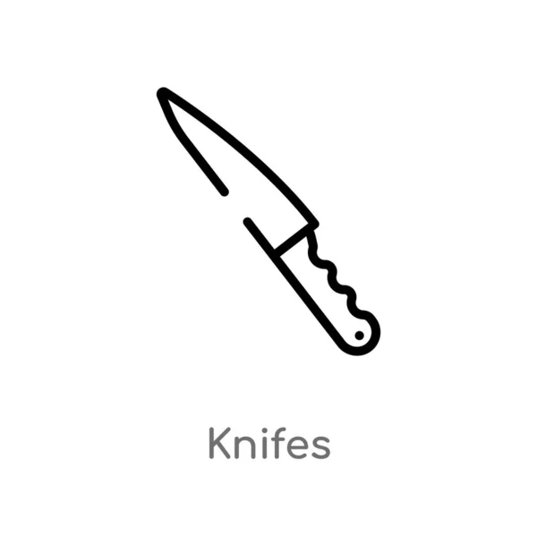 Umrisse Messer Vektor Symbol Isolierte Schwarze Einfache Linie Element Illustration — Stockvektor