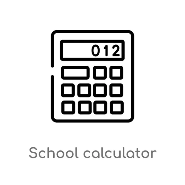 Contour École Calculatrice Vecteur Icône Illustration Isolée Élément Ligne Simple — Image vectorielle