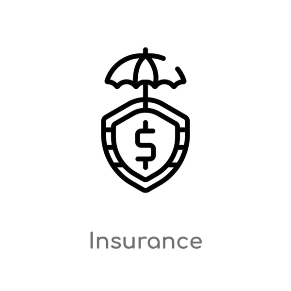 Outline Insurance Vector Icon Isolated Black Simple Line Element Illustration — Stock Vector
