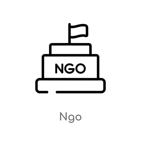アウトライン Ngo ベクターアイコン 政治概念から孤立した黒シンプルなライン要素のイラスト 白い背景に編集可能なベクトルストローク Ngo のアイコン — ストックベクタ