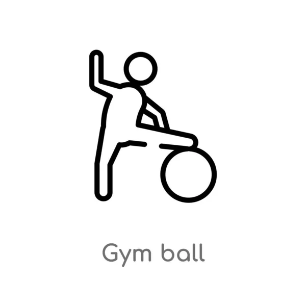 Overzicht Gym Ball Vector Icon Geïsoleerde Zwarte Eenvoudige Lijn Element — Stockvector