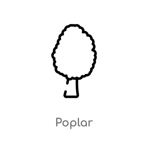 Pappelvektorsymbol Umreißen Vereinzelte Schwarze Einfache Linie Element Illustration Aus Der — Stockvektor