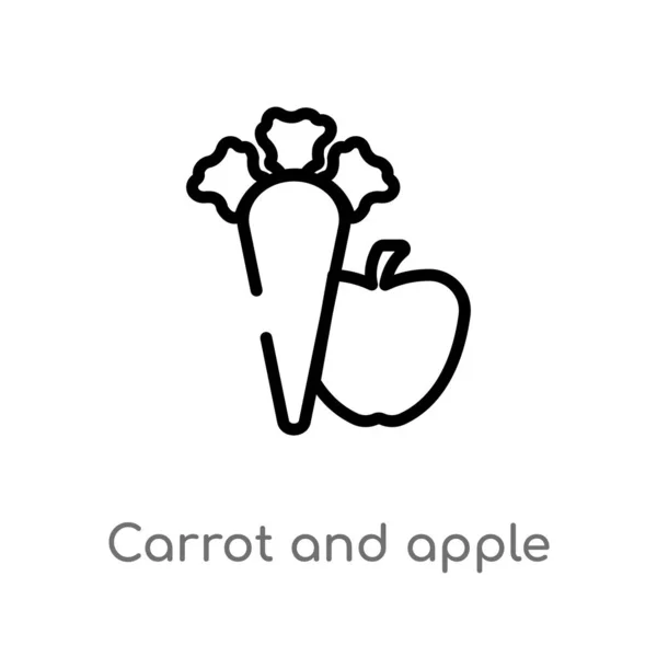 Contour Carotte Pomme Vecteur Icône Illustration Isolée Élément Ligne Simple — Image vectorielle