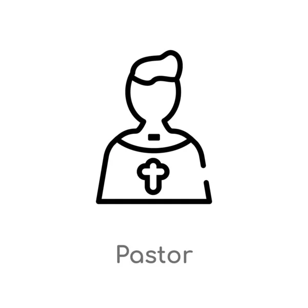 Contorno Pastor Vector Icono Aislado Negro Simple Línea Elemento Ilustración — Vector de stock