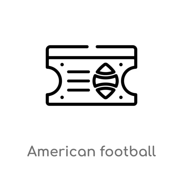 Outline Amerikansk Fotboll Biljett Vektor Ikon Isolerad Svart Enkel Linjeelement — Stock vektor
