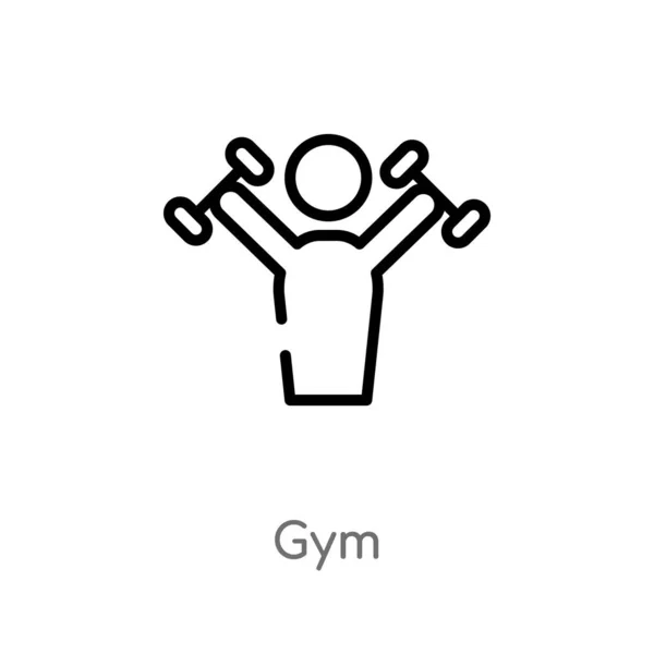 Outline Gym Vector Icon Isolated Black Simple Line Element Illustration — Stock Vector