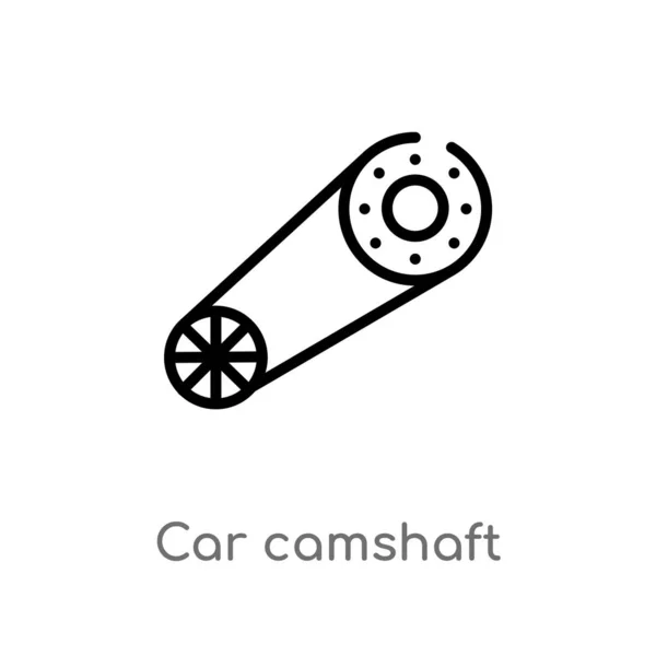 Contorno Coche Icono Vector Árbol Levas Aislado Negro Simple Línea — Archivo Imágenes Vectoriales