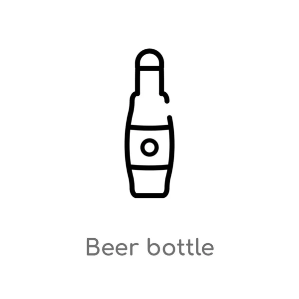 Contour Bouteille Bière Icône Vectorielle Illustration Isolée Élément Ligne Simple — Image vectorielle