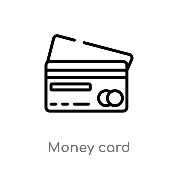 Contorno Icono Vector Tarjeta Dinero Aislado Negro Simple Línea Elemento — Vector de stock