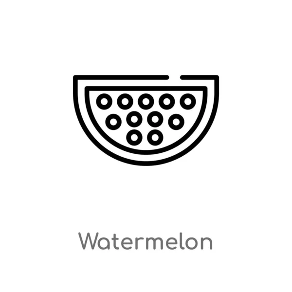 Wassermelonen Vektorsymbol Umreißen Vereinzelte Darstellung Schwarzer Einfacher Linien Aus Dem — Stockvektor