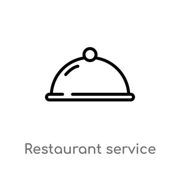 Esquema Servicio Restaurante Icono Vectorial Aislado Negro Simple Línea Elemento — Vector de stock