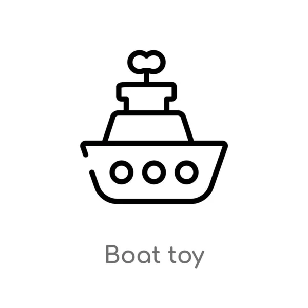 Outline Boat Toy Vector Icon Isolated Black Simple Line Element — Stock Vector