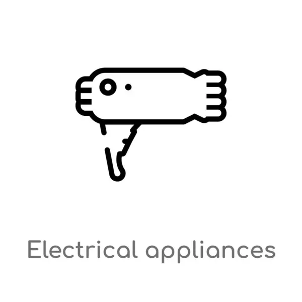 電気器具ベクトルアイコンの輪郭を描きます ファッションコンセプトから分離された黒のシンプルなライン要素のイラスト 白い背景に編集可能なベクトルストローク電化製品のアイコン — ストックベクタ