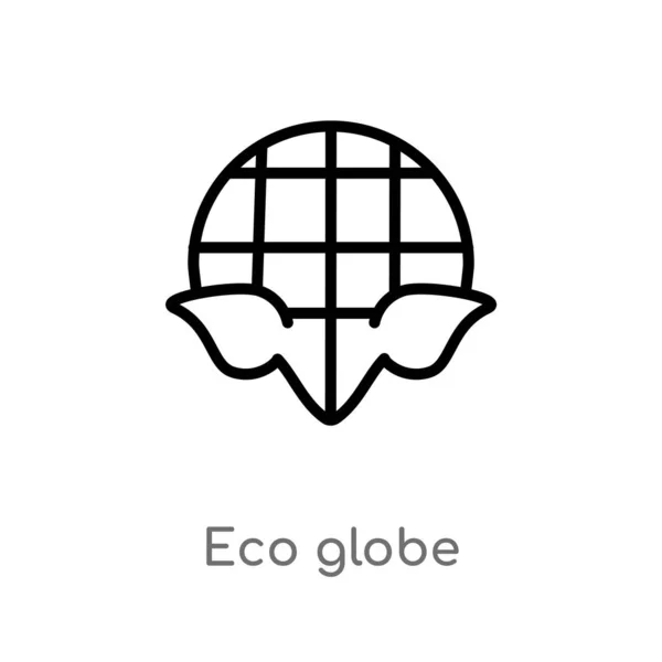 Ikona Wektora Eko Globu Wyizolowany Czarny Prosty Element Linii Ilustracji — Wektor stockowy