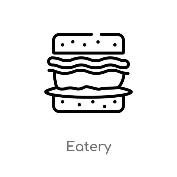 Contorno Icono Vector Eatery Aislado Negro Simple Línea Elemento Ilustración — Vector de stock