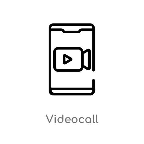 Taslak Videocall Vektör Simgesi Mobil Uygulama Kavramı Izole Siyah Basit — Stok Vektör