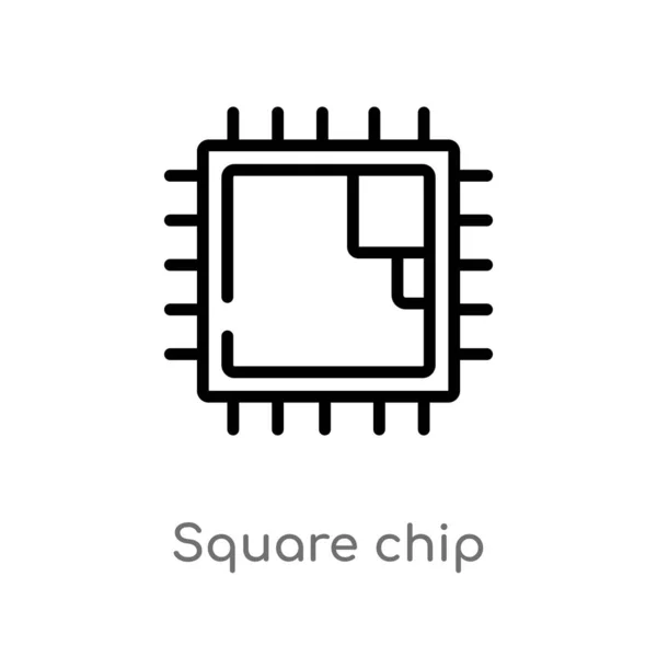Umriss Quadratischen Chip Vektor Symbol Vereinzelte Darstellung Schwarzer Einfacher Linien — Stockvektor