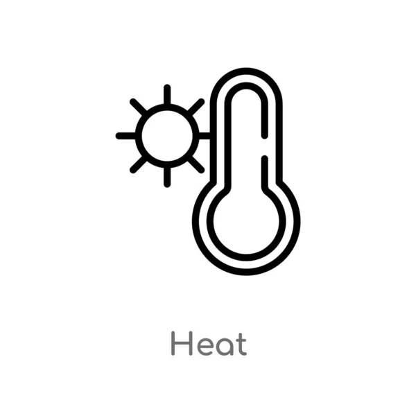 Outline Heat Vector Icon Isolated Black Simple Line Element Illustration — Stock Vector