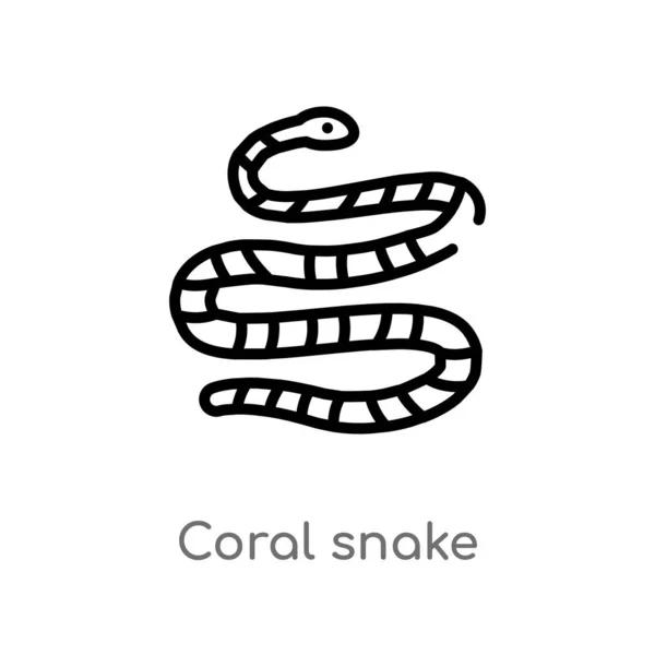 Outline Coral Snake Vector Icon Isolated Black Simple Line Element — Stock Vector