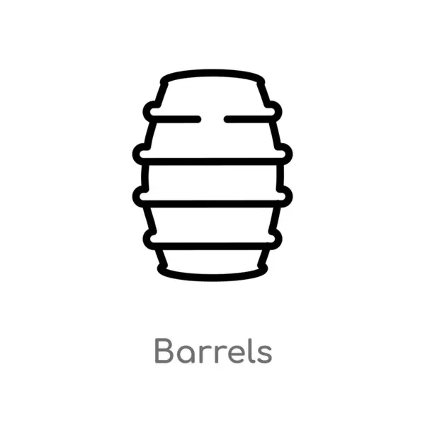 Контур Векторного Значка Баррелей Изолированная Черная Простая Иллюстрация Элемента Линии — стоковый вектор