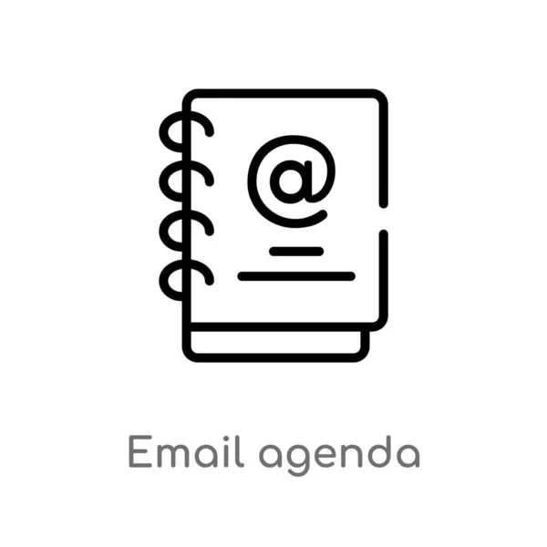 Esboço Ícone Vetor Agenda Mail Isolado Preto Simples Ilustração Elemento — Vetor de Stock