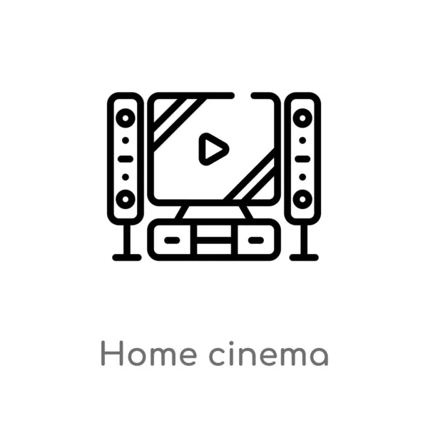 Overzicht Home Cinema Vector Icoon Geïsoleerde Zwarte Eenvoudige Lijn Element — Stockvector