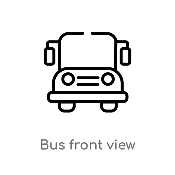 Contorno Bus Vista Frontal Icono Vector Aislado Negro Simple Línea — Vector de stock