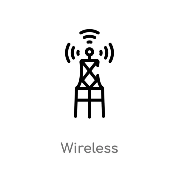 Contorno Icona Vettoriale Wireless Isolato Nero Semplice Elemento Linea Illustrazione — Vettoriale Stock