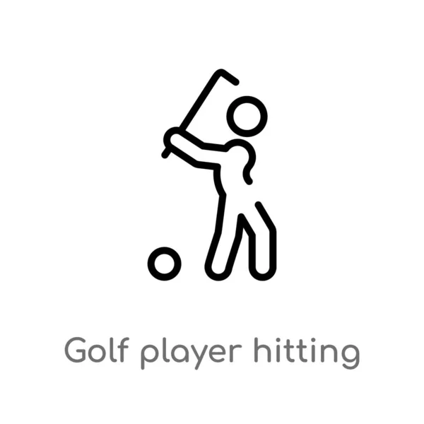 Outline Golfspeler Raken Vector Icoon Geïsoleerde Zwarte Eenvoudige Lijn Element — Stockvector