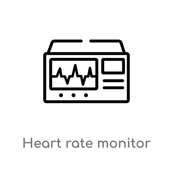 Εικονίδιο Διανύσματος Της Οθόνης Καρδιακών Παλμών Απομονωμένη Μαύρη Απλή Γραμμή — Διανυσματικό Αρχείο