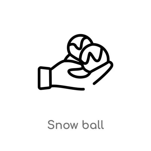 Contorno Bola Nieve Icono Del Vector Aislado Negro Simple Línea — Vector de stock