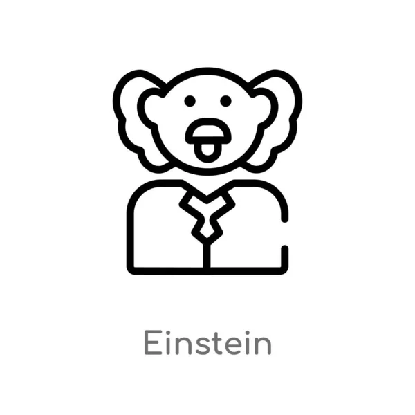 Overzicht Einstein Vector Icon Geïsoleerde Zwarte Eenvoudige Lijn Element Illustratie — Stockvector