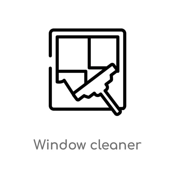 アウトラインウィンドウクリーナーベクトルアイコン クリーニングコンセプトから分離された黒のシンプルなライン要素のイラスト 白い背景に編集可能なベクトルストロークウィンドウクリーナーアイコン — ストックベクタ