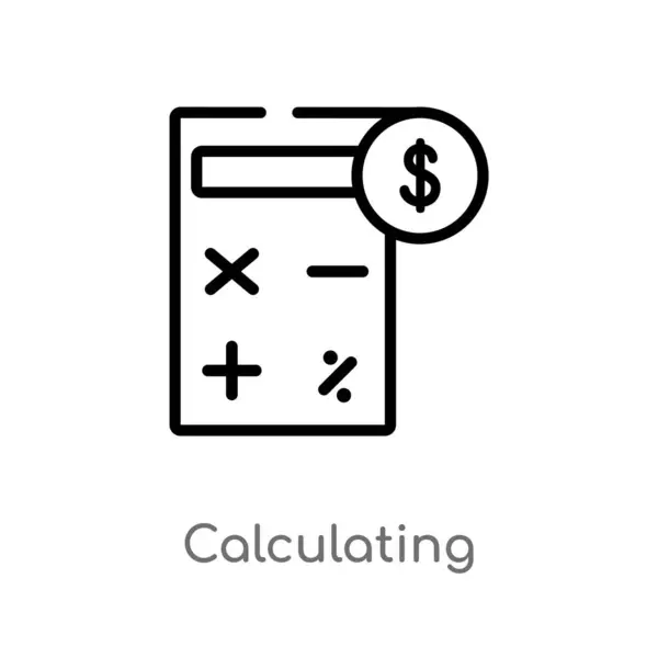 Esquema Cálculo Icono Vector Elemento Línea Simple Negro Aislado Ilustración — Vector de stock