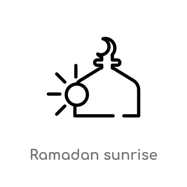 Ikona Vektoru Ramadánu Sunrise Izolovaná Černá Jednoduchá Čára Ilustrace Konceptu — Stockový vektor