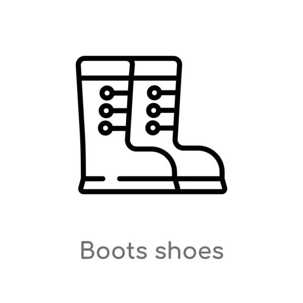 Outline Boots Shoes Vector Icon Isolated Black Simple Line Element — Stock Vector