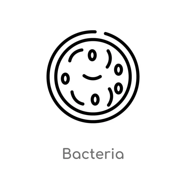 Overzicht Bacterie Vector Icoon Geïsoleerde Zwarte Eenvoudige Lijn Element Illustratie — Stockvector