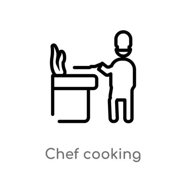 Contorno Chef Cocina Icono Del Vector Aislado Negro Simple Línea — Archivo Imágenes Vectoriales